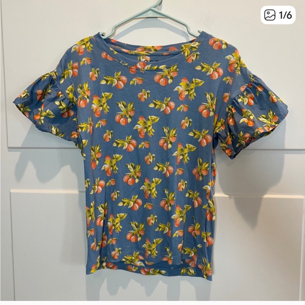 LOFT | Tops | Orange Harvest
Flutter Sleeve Mixed Media Top